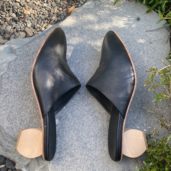 Dopp Mules Greta Wooden Asphalt Black Leather sz 8 - Picture 11 of 12